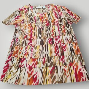 Alfred Dunner Women’s S Multicolor Southwest Print Short Sleeve Layered Top
